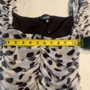 Missguided Black & White Ruched Animal Print Square Neck Top